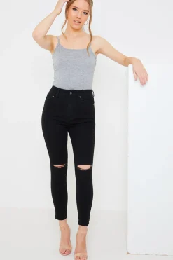 Ripped Knee Wash Stretch Skinny Jeans|In the Style Discount
