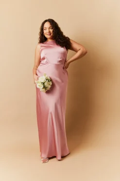 Satin Cowl Back Maxi Dress|In The Style Best