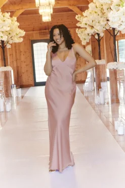 Satin Twist Back Maxi Dress|In The Style