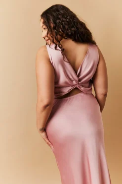 Satin Twist Back Maxi Dress|In The Style