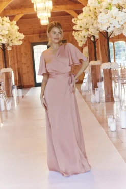 Satin Wrap Tie Angel Sleeve Maxi Dress|In The Style Sale