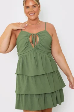Ruched Bust Tie Detail Frill Mini Dress|In the Style Hot