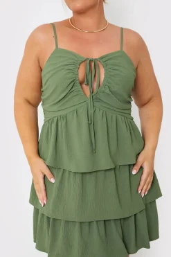 Ruched Bust Tie Detail Frill Mini Dress|In the Style Hot