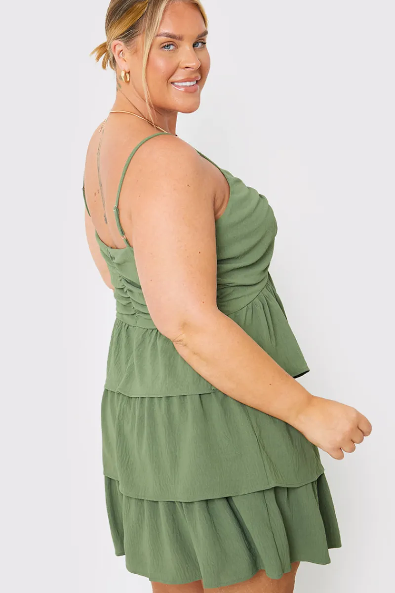 Ruched Bust Tie Detail Frill Mini Dress|In the Style Hot