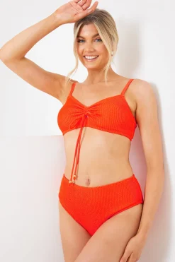 Ruched Front Crinkle Bikini Top|In the Style Sale