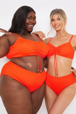 Ruched Front Crinkle Bikini Top|In the Style Sale