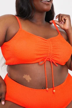 Ruched Front Crinkle Bikini Top|In the Style Sale