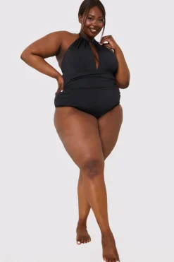 Ruched Halter Neck Swimsuit|In the Style Clearance