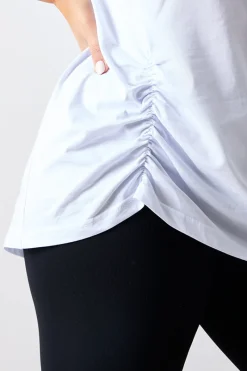 Ruched Longline Aysmmetric T-Shirt|In The Style Discount