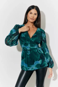 Ruched Printed Blouse|In The Style Hot