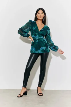 Ruched Printed Blouse|In The Style Hot