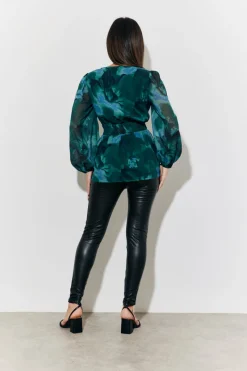 Ruched Printed Blouse|In The Style Hot