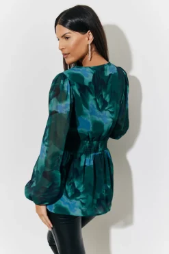 Ruched Printed Blouse|In The Style Hot