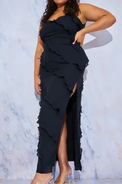 Ruffle Detail Maxi Dress|In the Style Clearance