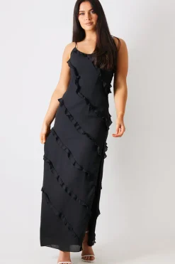 Ruffle Detail Maxi Dress|In the Style Clearance