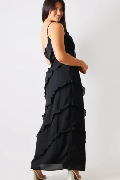 Ruffle Detail Maxi Dress|In the Style Clearance