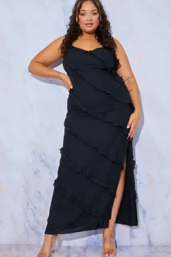 Ruffle Detail Maxi Dress|In the Style Clearance