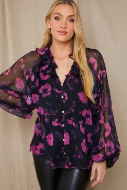 Ruffle Puff Sleeve Blouse|In The Style Hot