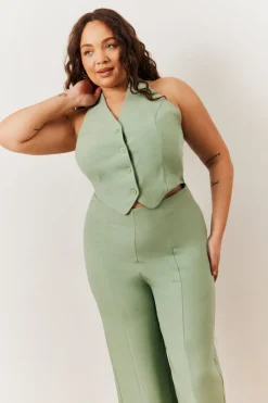 Tailored Halterneck Waistcoat Wide Leg Jumpsuit|In The Style Hot