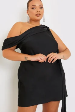 Satin Asymmetric Neckline Mini Dress|Terrie Mcevoy Online