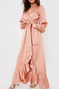 Satin Balloon Sleeve Maxi Dress|In the Style Sale