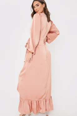 Satin Balloon Sleeve Maxi Dress|In the Style Sale
