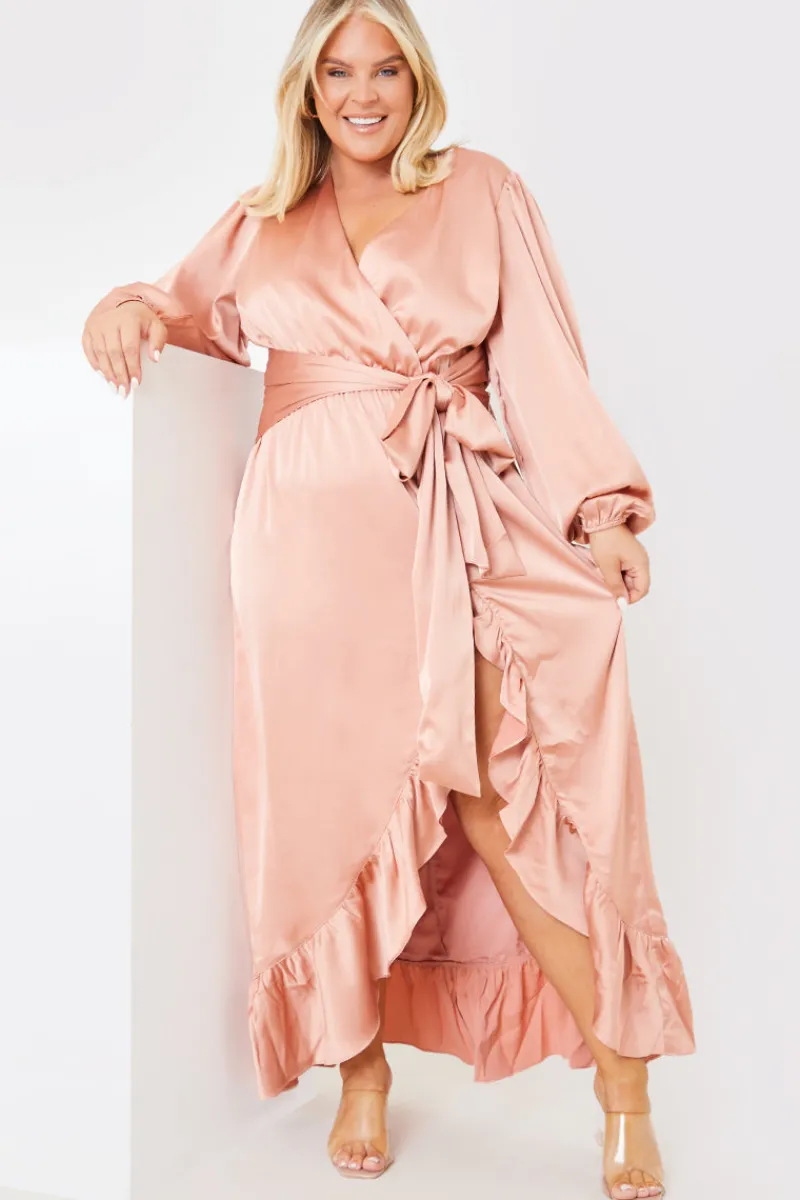 Satin Balloon Sleeve Maxi Dress|In the Style Sale