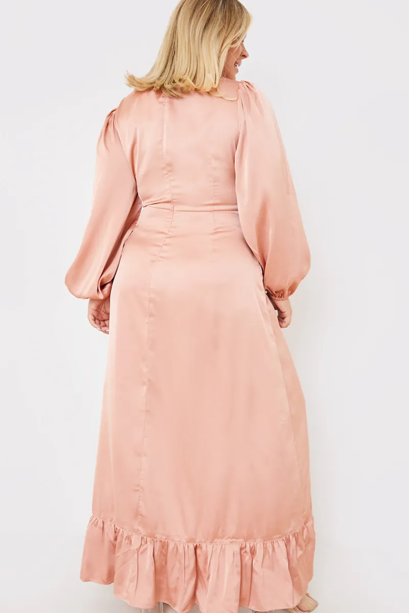Satin Balloon Sleeve Maxi Dress|In the Style Sale