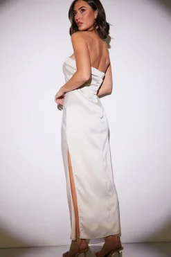 Satin Bandeau Midi Dress|In the Style Outlet