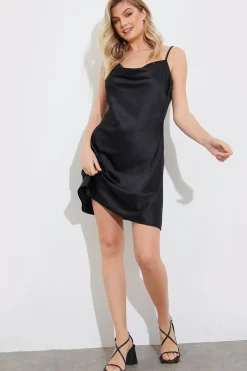 Satin Cowl Front Mini Dress|Fits Hot