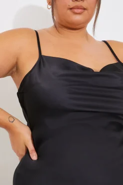 Satin Cowl Front Mini Dress|Fits Hot