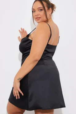 Satin Cowl Front Mini Dress|Fits Hot