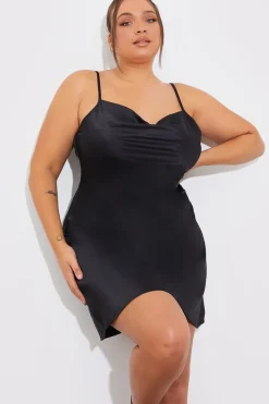 Satin Cowl Front Mini Dress|Fits Hot