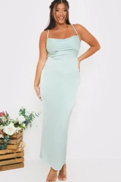 Satin Cowl Neck Maxi Dress|In The Style New