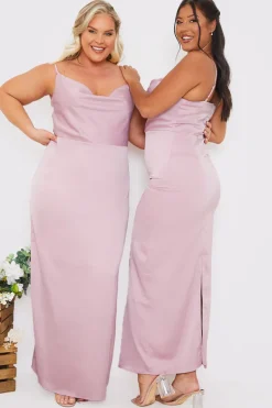 Satin Cowl Neck Maxi Dress|In The Style New