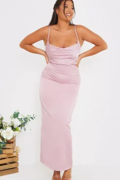 Satin Cowl Neck Maxi Dress|In The Style New
