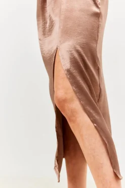 Satin Drape Co-Ord Midi Skirt|In the Style Outlet
