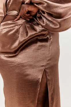 Satin Drape Co-Ord Midi Skirt|In the Style Outlet