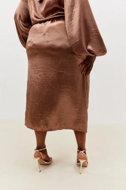 Satin Drape Co-Ord Midi Skirt|In the Style Outlet