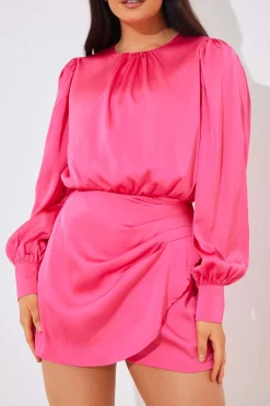 Satin Drape Skort Detail Playsuit|In the Style Clearance