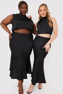 Satin Draped High Neck Co Ord Top|In the Style Online