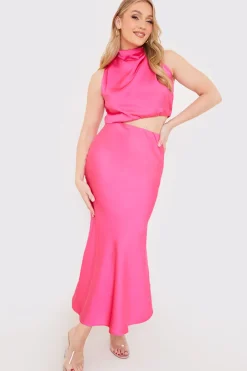 Satin Draped High Neck Co Ord Top|In the Style Online