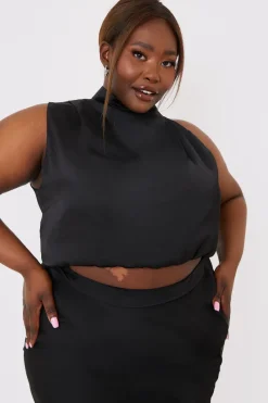 Satin Draped High Neck Co Ord Top|In the Style Online