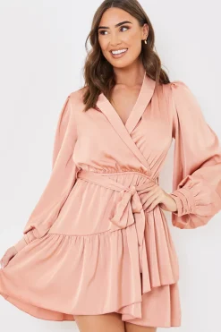 Satin Frill Hem Mini Dress|In the Style Sale