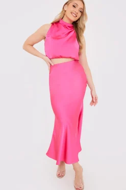 Satin Maxi Co Ord Skirt|In the Style Best