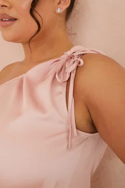 Satin One Shoulder Midaxi Dress|In the Style Discount