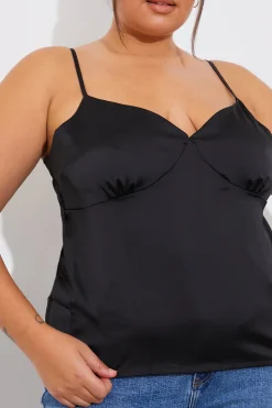 Satin Plunge Cami Top|Fits Online