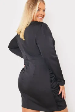 Satin Ruched Drape Mini Dress|In the Style Hot