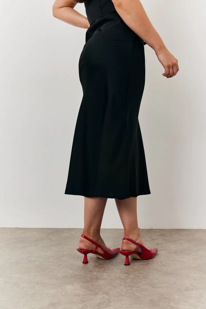 Satin Tie Waist Slip Skirt|In the Style Clearance