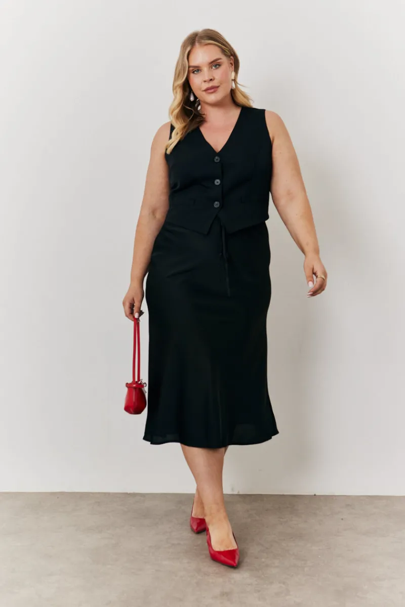 Satin Tie Waist Slip Skirt|In the Style Clearance